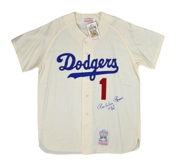 Pee Wee Reese signed "HOF84" Mitchell & Ness Brooklyn Dodgers Jersey